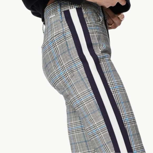 MOTHER The Insider Cropped Ankle Pants | Sz 28 | Grey/Blue Plaid - Picture 3 of 12